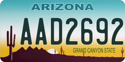 AZ license plate AAD2692