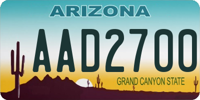 AZ license plate AAD2700