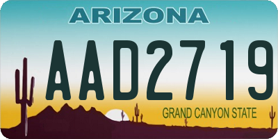 AZ license plate AAD2719