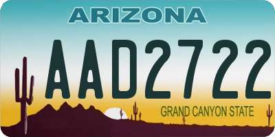 AZ license plate AAD2722