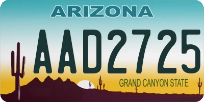 AZ license plate AAD2725