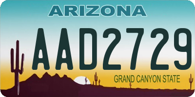 AZ license plate AAD2729