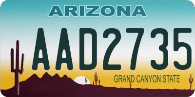 AZ license plate AAD2735