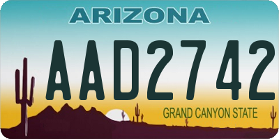 AZ license plate AAD2742