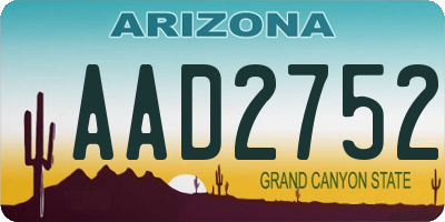 AZ license plate AAD2752