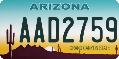 AZ license plate AAD2759