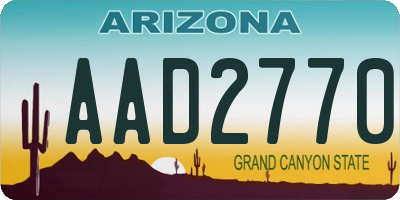 AZ license plate AAD2770