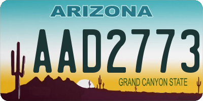 AZ license plate AAD2773