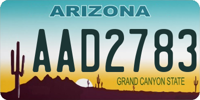 AZ license plate AAD2783