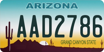 AZ license plate AAD2786