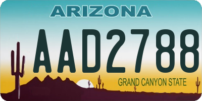 AZ license plate AAD2788