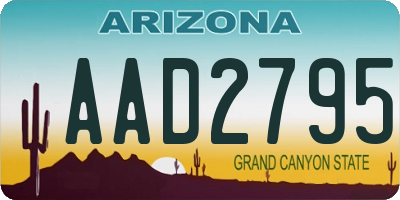 AZ license plate AAD2795