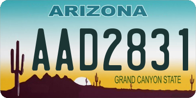 AZ license plate AAD2831