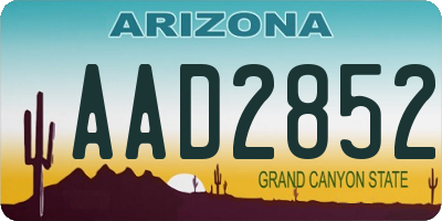 AZ license plate AAD2852