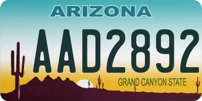 AZ license plate AAD2892