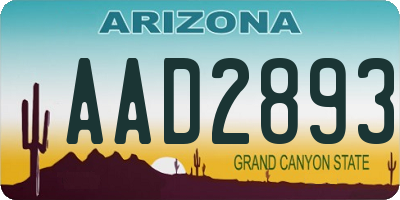 AZ license plate AAD2893