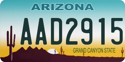AZ license plate AAD2915