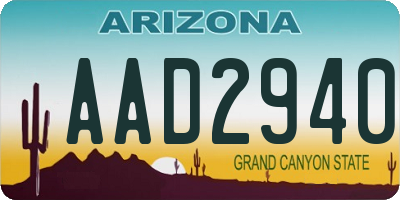 AZ license plate AAD2940