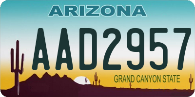 AZ license plate AAD2957