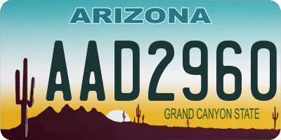 AZ license plate AAD2960