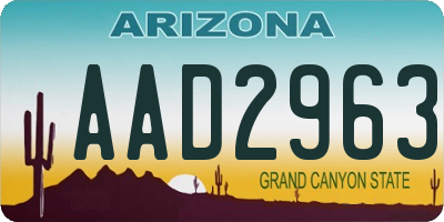 AZ license plate AAD2963