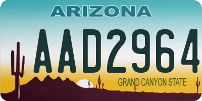 AZ license plate AAD2964