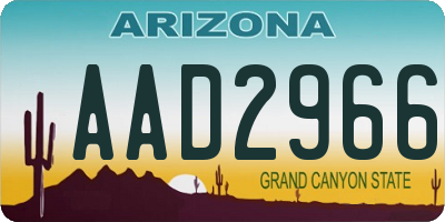 AZ license plate AAD2966