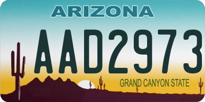 AZ license plate AAD2973