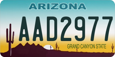 AZ license plate AAD2977