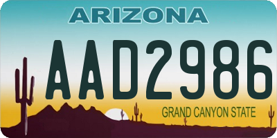 AZ license plate AAD2986