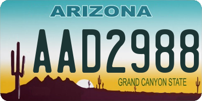 AZ license plate AAD2988