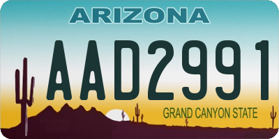 AZ license plate AAD2991
