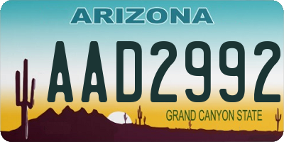 AZ license plate AAD2992