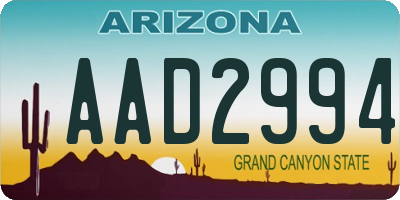 AZ license plate AAD2994