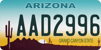 AZ license plate AAD2996
