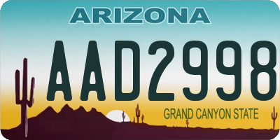 AZ license plate AAD2998