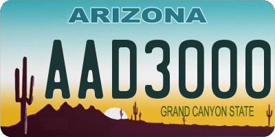 AZ license plate AAD3000