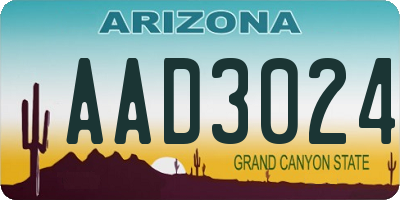 AZ license plate AAD3024