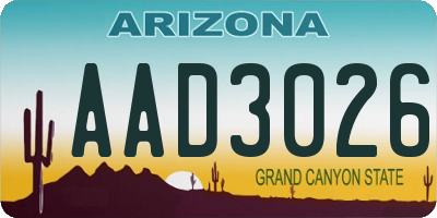 AZ license plate AAD3026