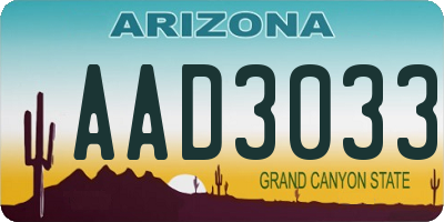 AZ license plate AAD3033