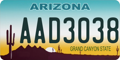 AZ license plate AAD3038