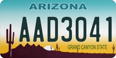 AZ license plate AAD3041