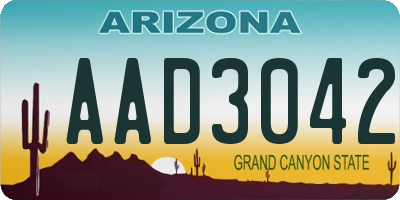 AZ license plate AAD3042