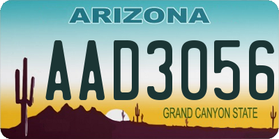 AZ license plate AAD3056