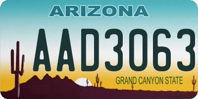 AZ license plate AAD3063