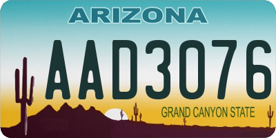 AZ license plate AAD3076