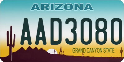 AZ license plate AAD3080