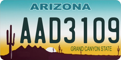 AZ license plate AAD3109