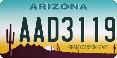 AZ license plate AAD3119