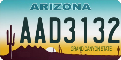 AZ license plate AAD3132